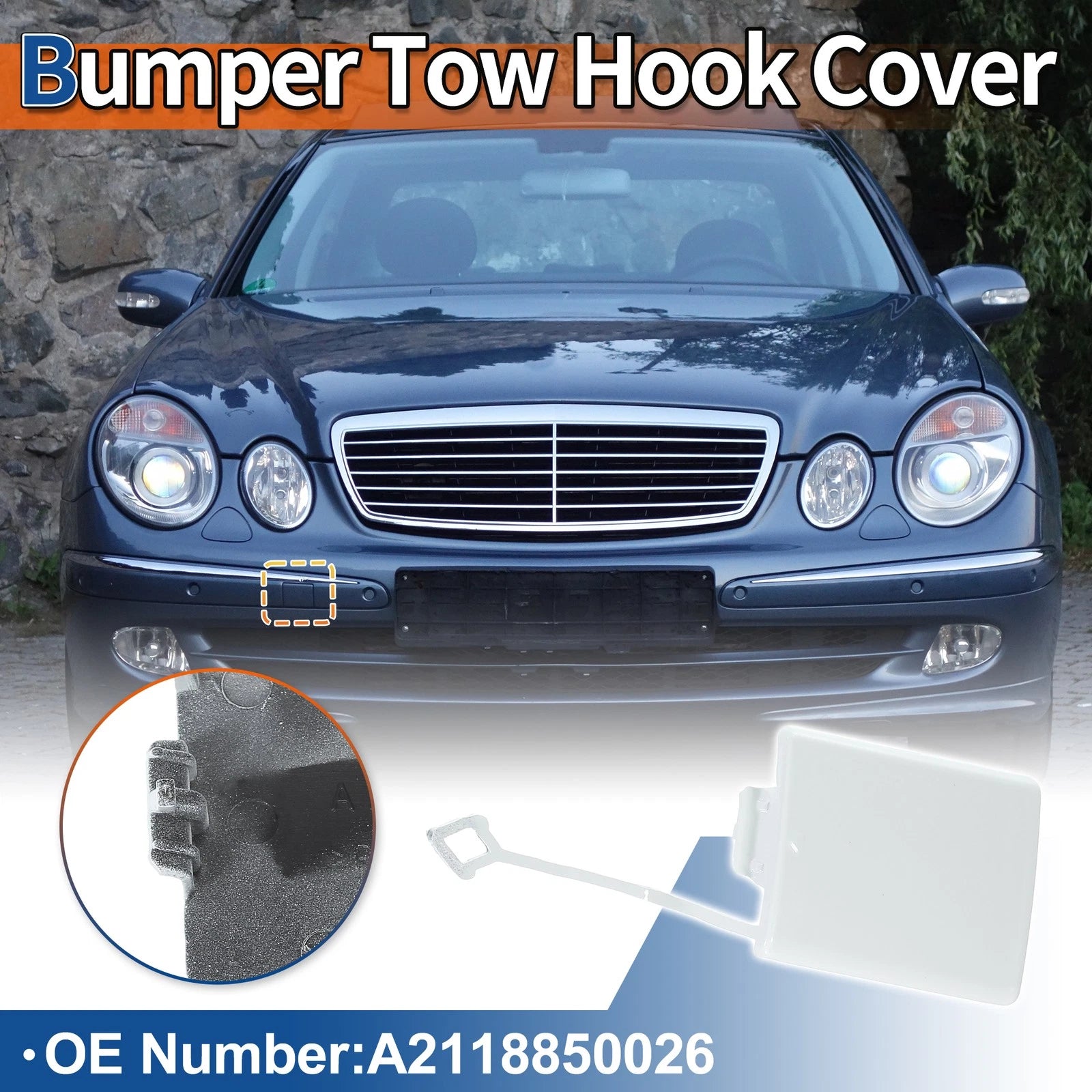 Tow Hook Cover for Mercedes-Benz E-Class (2003–2009) No.A2118850026 White
