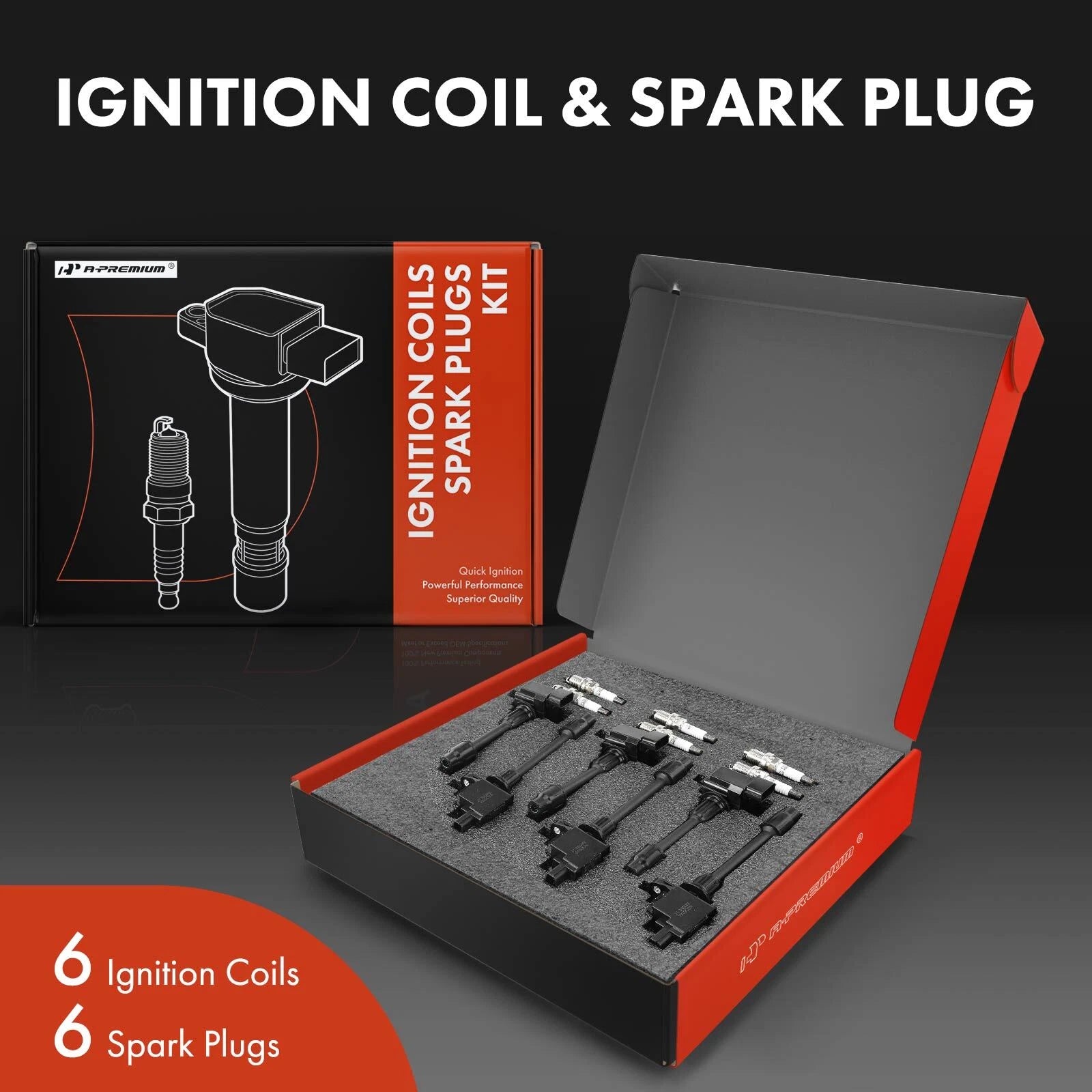 Set of 6 Ignition Coils & Iridium Spark Plugs for Infiniti I30 Nissan Maxima (2000–2001)