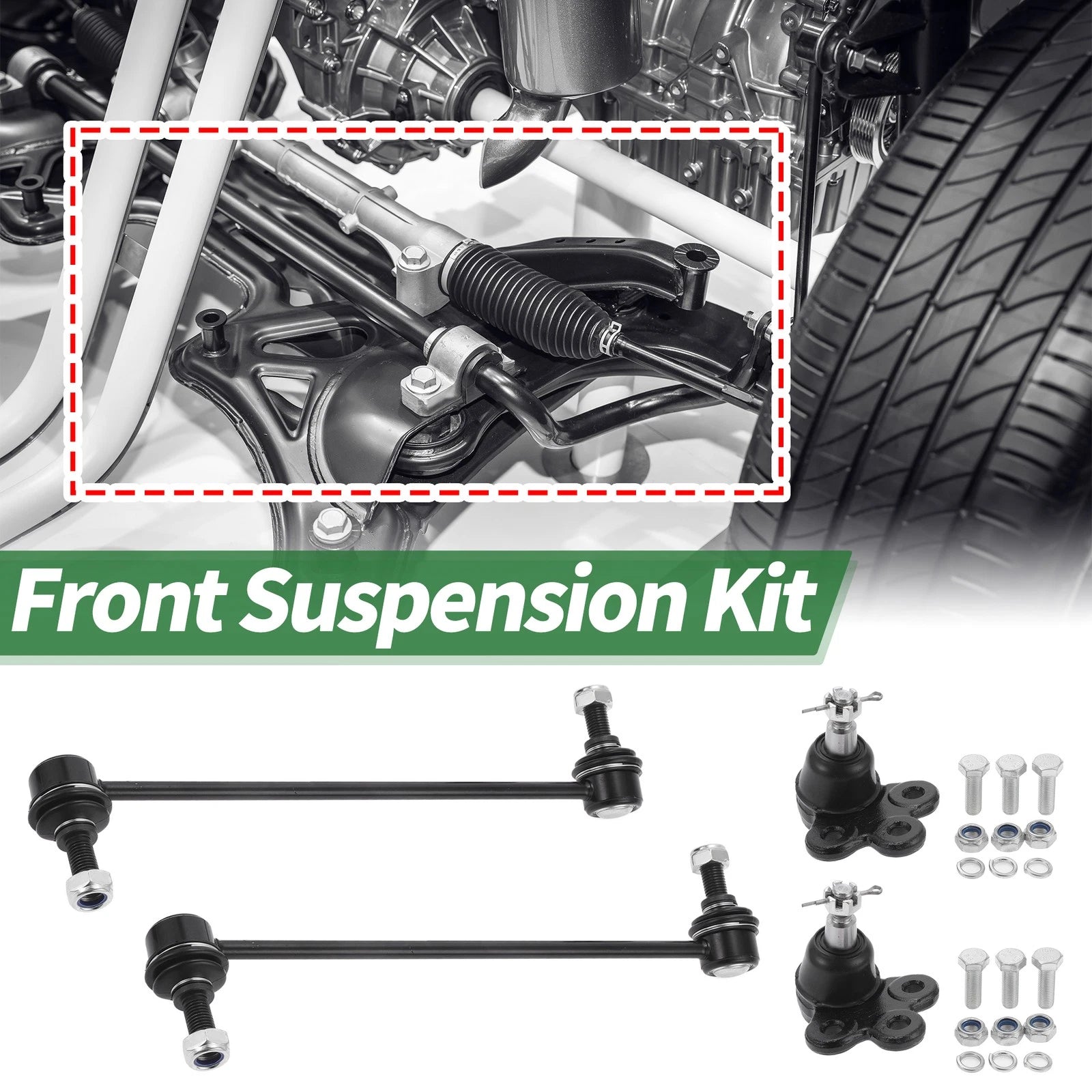 Set of 4 Front Suspension Kit Sway Bar Link Ball Joint for Chevrolet Equinox 