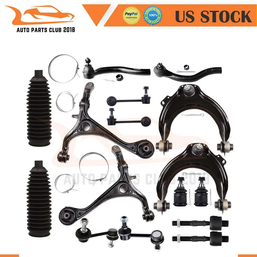 16Pcs Front Control Arms Tie Rods Rack and Pinion Bellows for Acura TSX