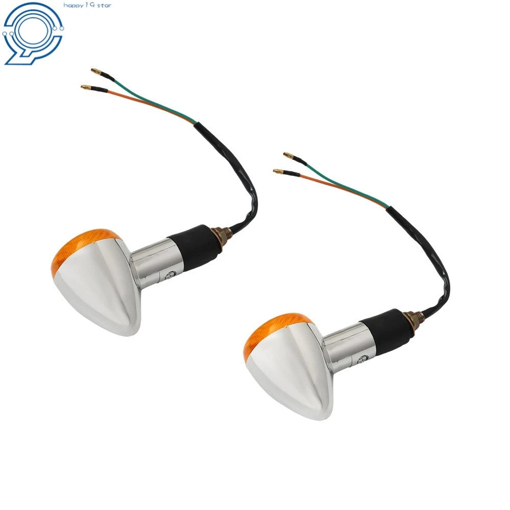 Set of 2 Amber Chrome Turn Signal Indicator Lights for Honda