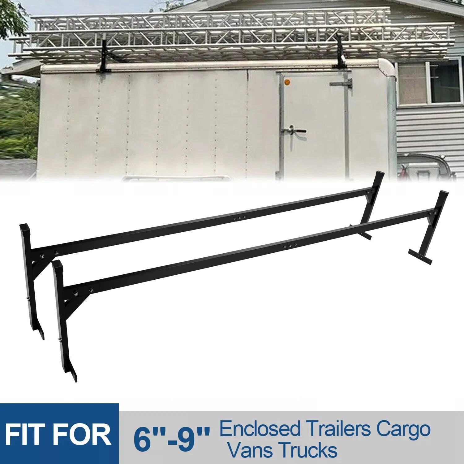 Adjustable Ladder Roof Rack for Enclosed Trailers Cargo Vans Trucks (72"-108")