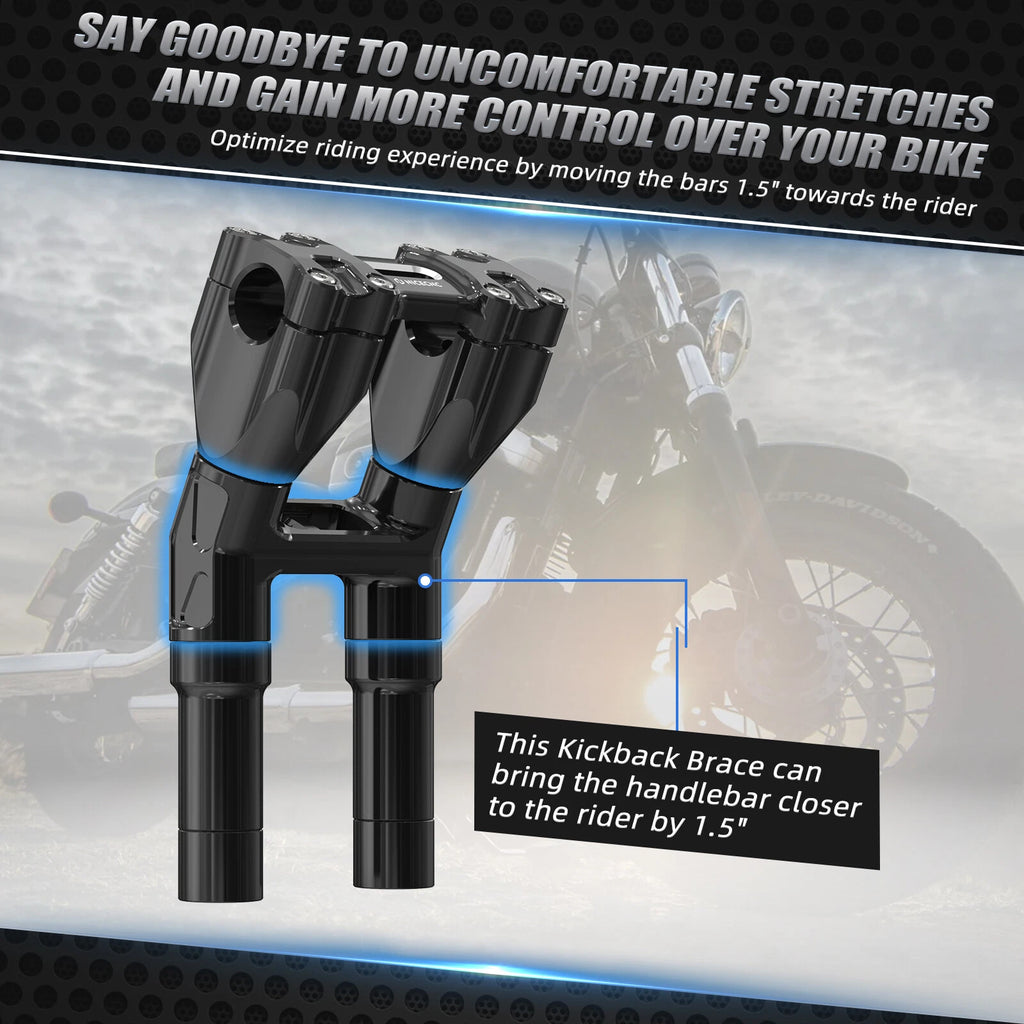 Set of 1" Bar Kickback Risers for Harley Street Bob FXBB 107 (2018–2020), FXBBS 114 (2021–2023)