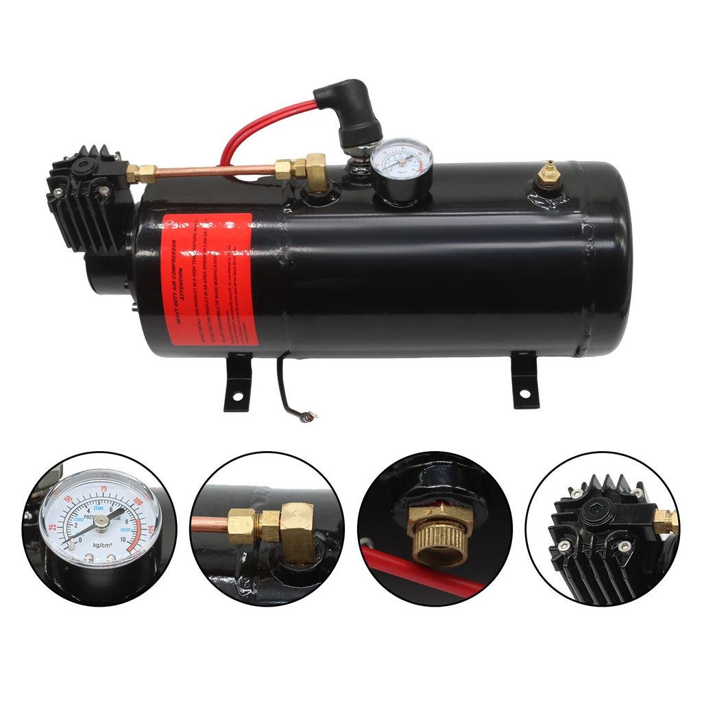 4 Trumpet Train Horn Kit with 1G Air Tank 150PSI for Car Truck Pickup