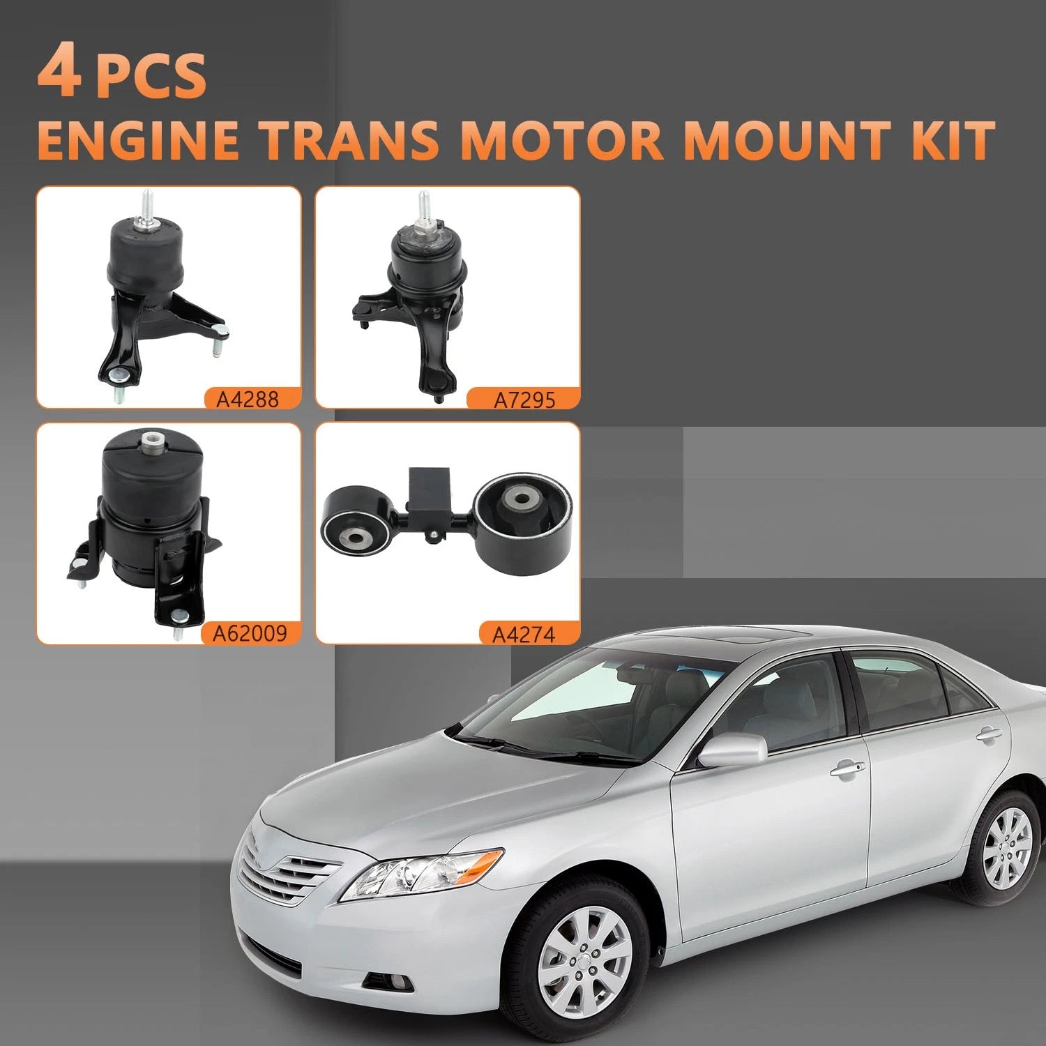 Set of 4 Motor Trans Mounts for Toyota Camry (2007–2009) 2.4L