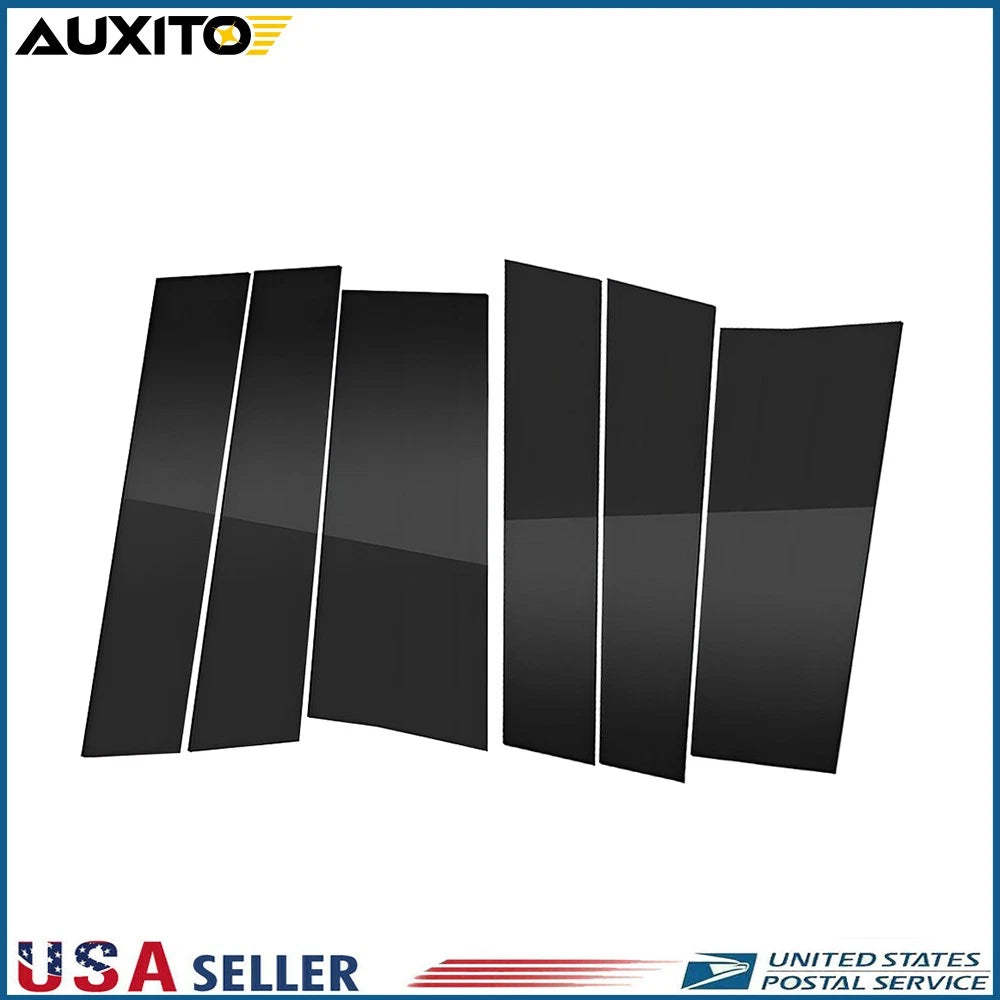 Set of 6 Glossy Black Pillar Posts Window Cover Trim for Honda Odyssey (2011–2017)