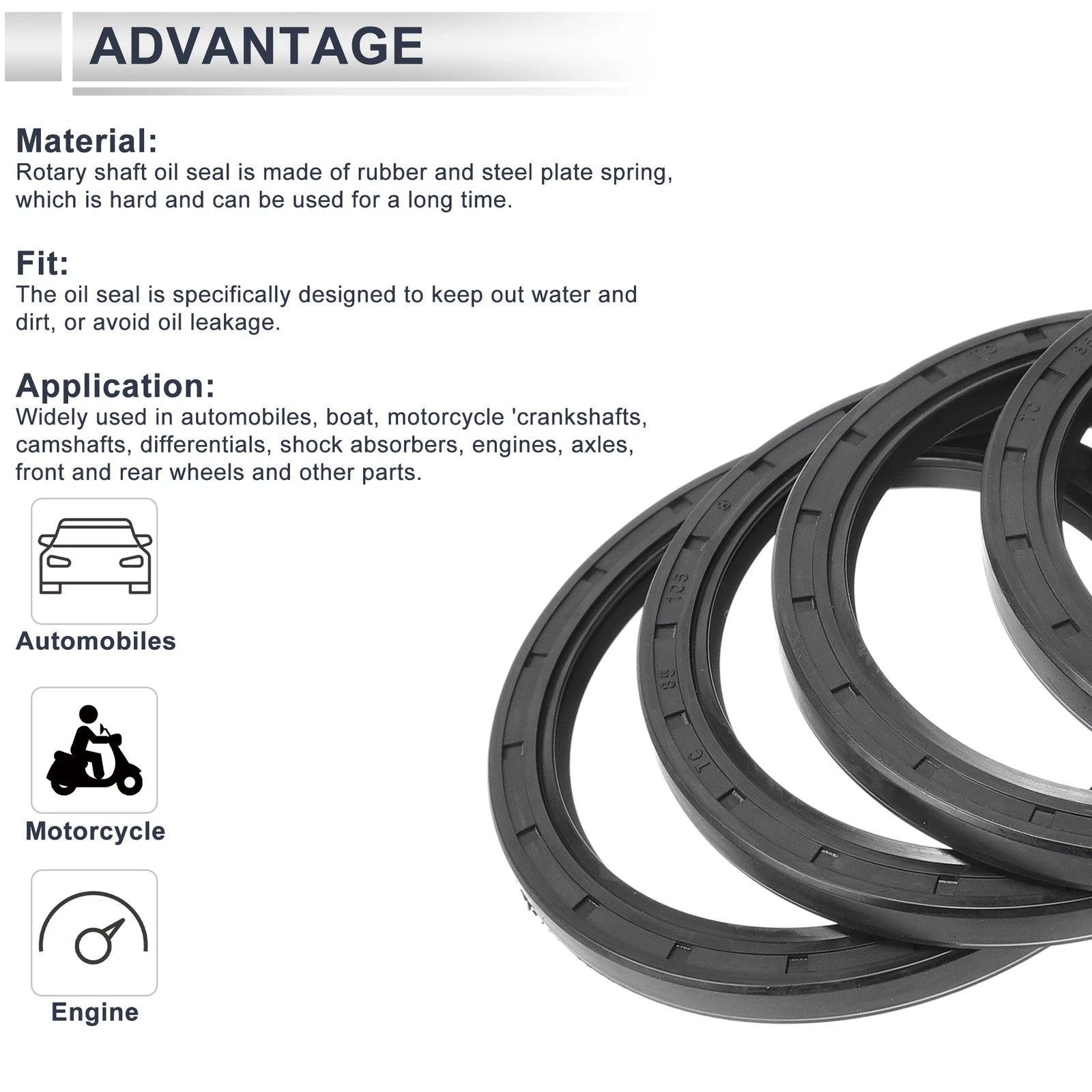 Set of 5 Oil Seal Rotary Shaft Seal Nitrile Rubber 85x105x8mm