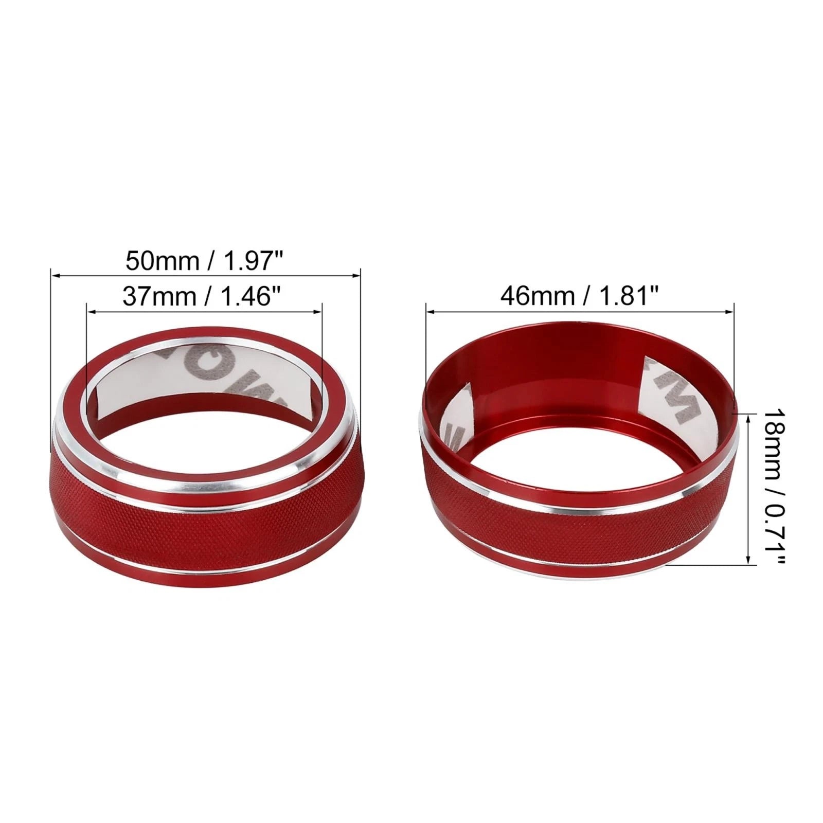 2X Red AC Climate Control Ring Knob Trim Cover for Toyota RAV4 (2019–2021)