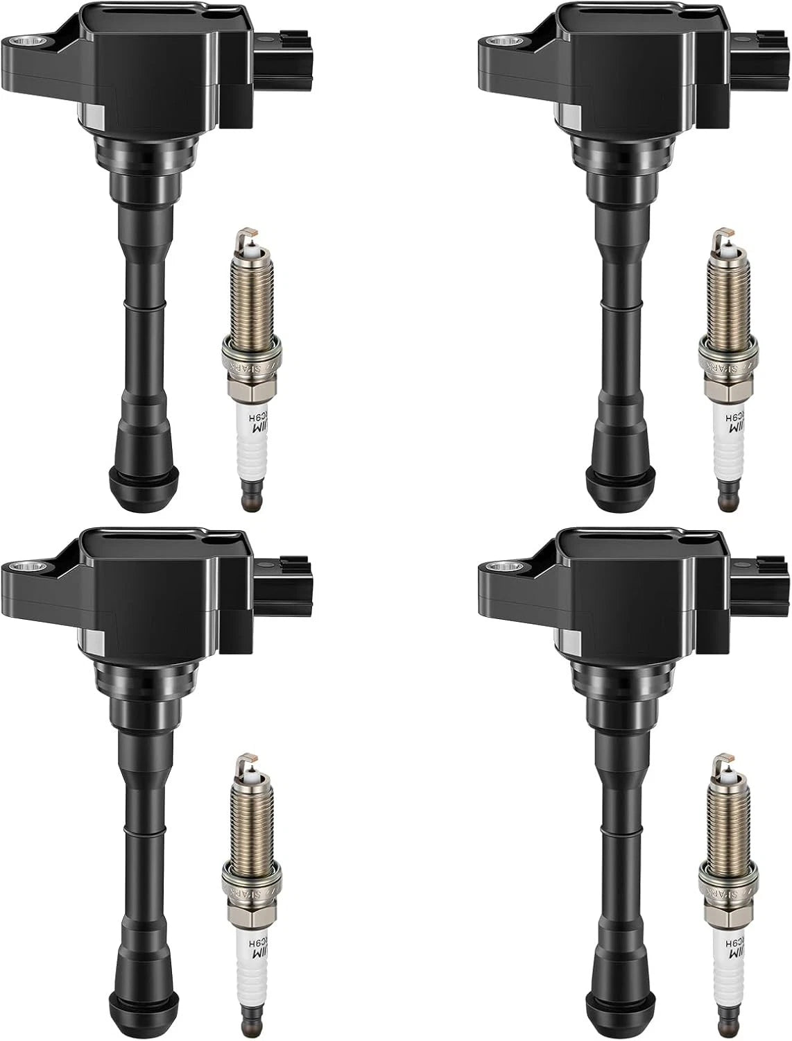 4X Ignition Coils + 4X Spark Plugs for Nissan Juke Sentra Rogue Sport (2011–2019)