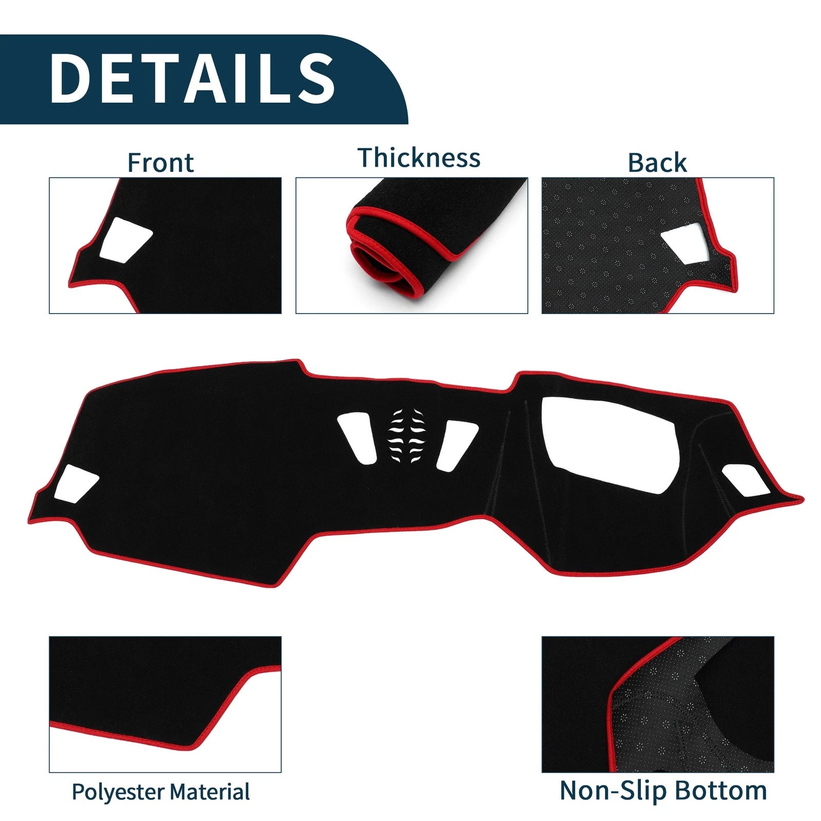 Dashboard Cover Mat for BMW 4 Series (2021) - Sun Protector Pad Black Red