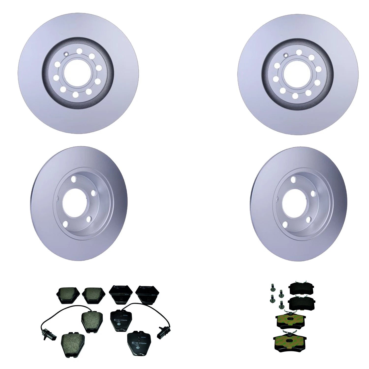 Set of 4 Hella Front Rear Rotors Low-Met Disc Brake Pad Kit for Allroad Quattro (2001–2005)