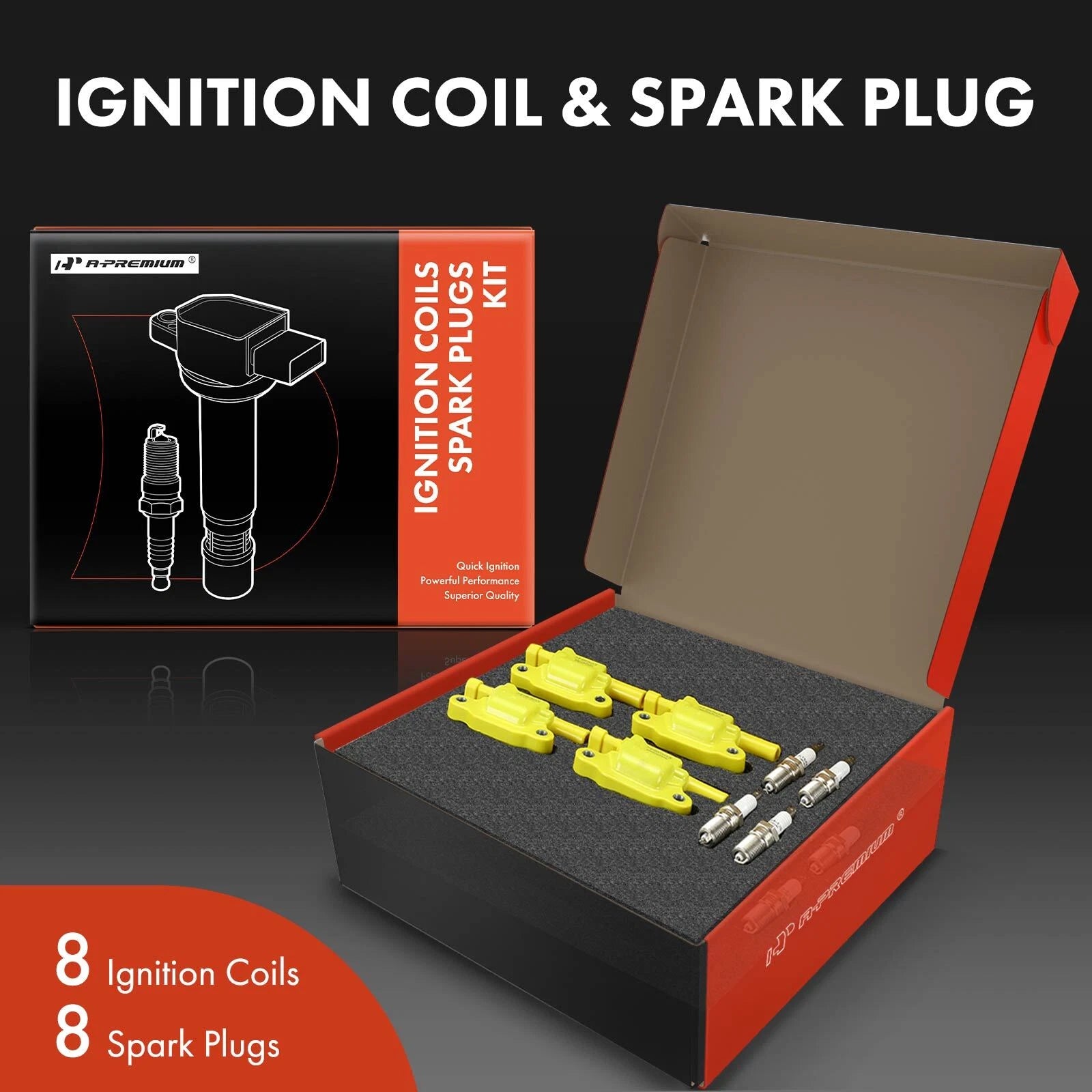 8 Ignition Coils & 8 Iridium Spark Plugs for Chevrolet Silverado 1500 (2014–2020)