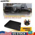 Black Leather Console Lid Armrest Cover for Ford F250 F350 F450 (2017–2019)