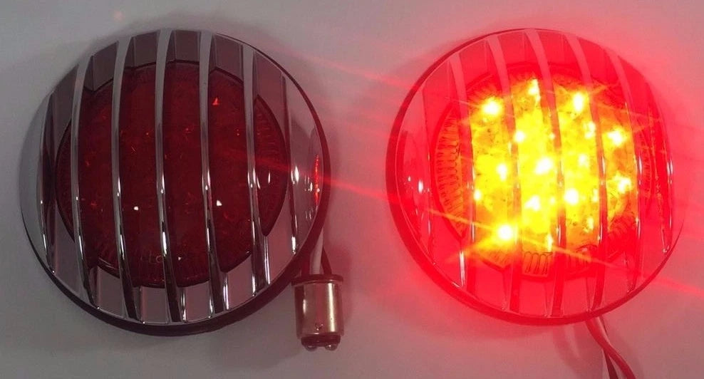 LED Tail Lights Flush Fit for 1933–1936 Ford Hot Rod Chrome Finned Grill