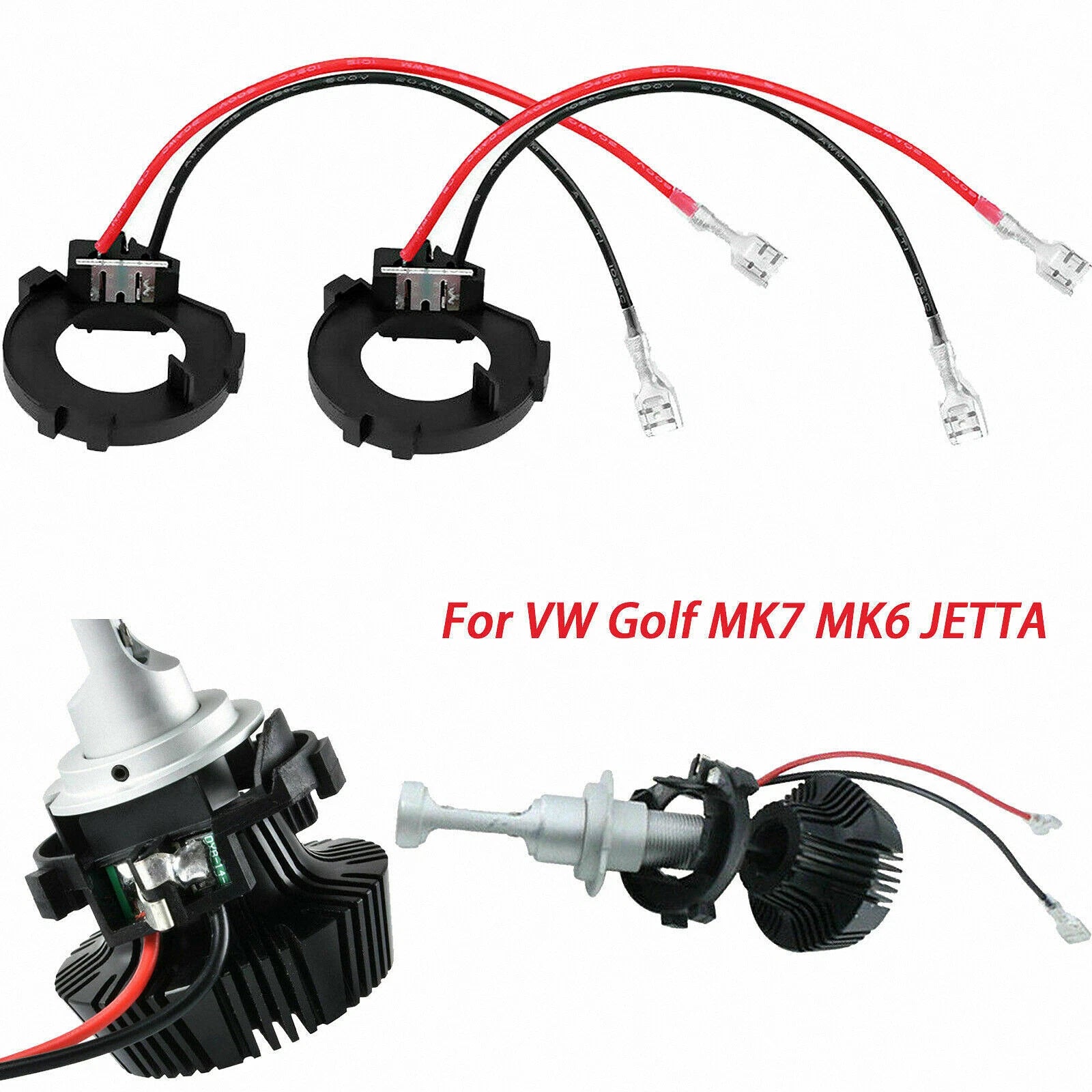 LED Headlight Adapter Holder for VW Golf MK6 MK7 Jetta (2012-2019)