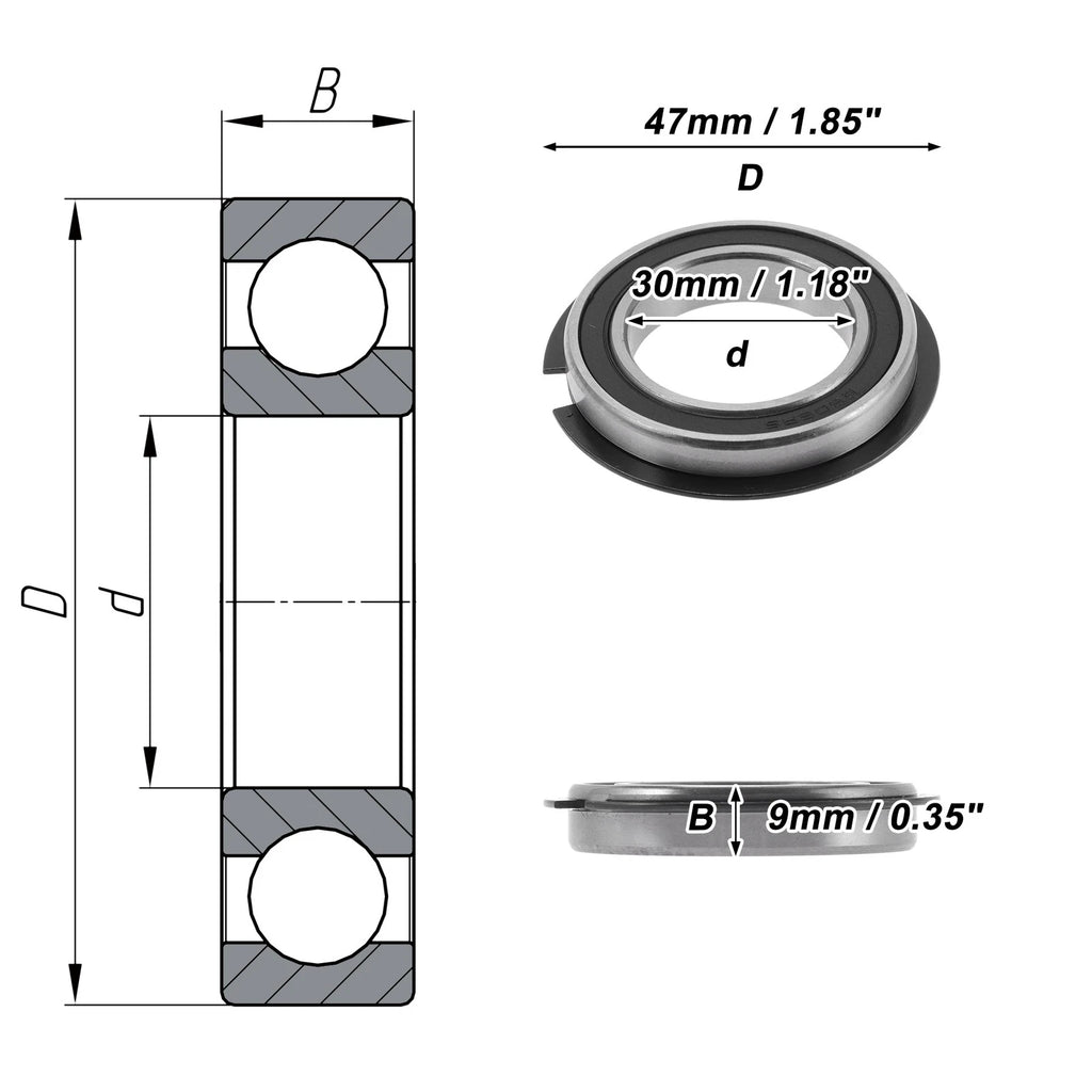 Deep Groove Ball Bearing 30x47x9mm for Scooter Skateboard (6906NR2RS)