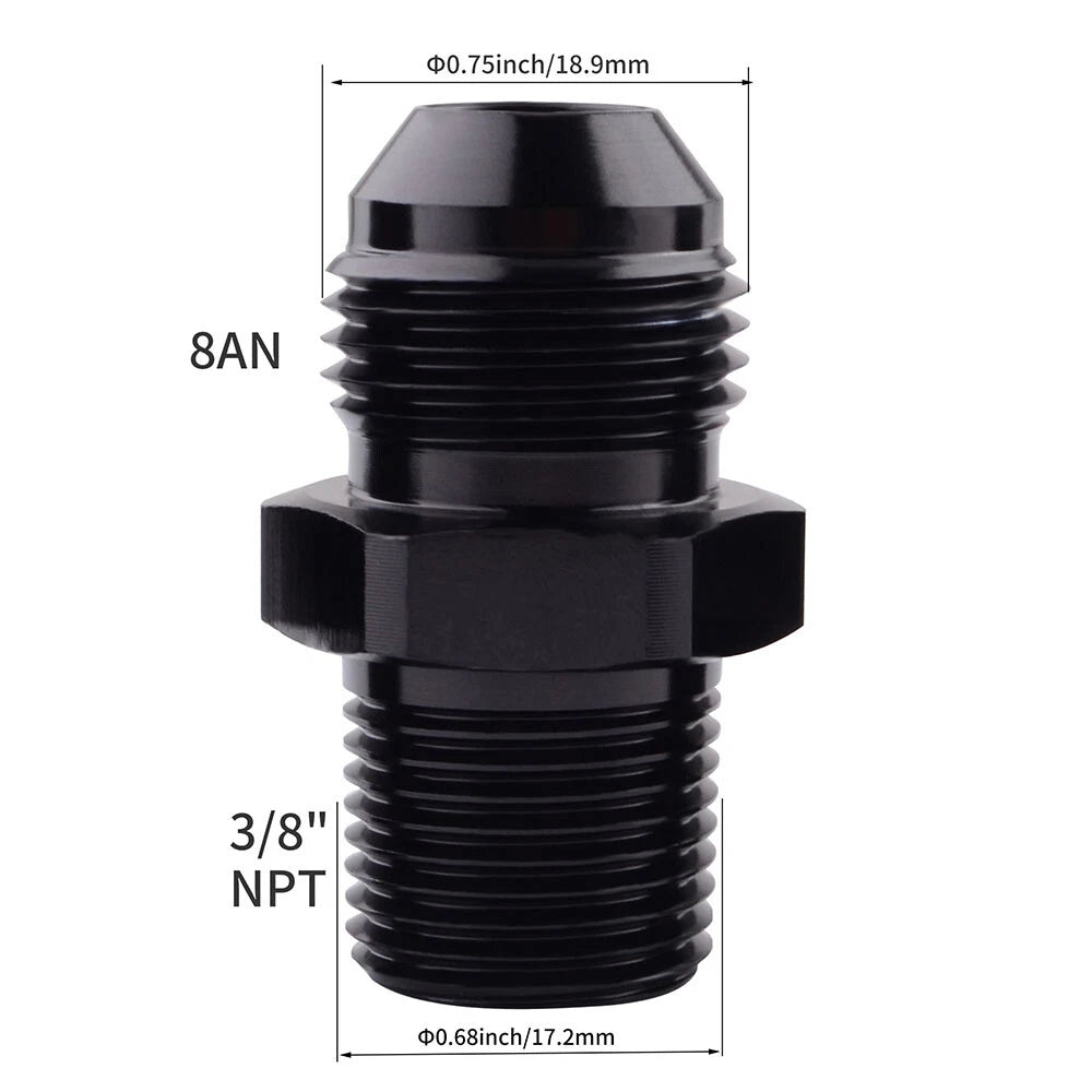 2Pcs 8AN Flare Male to 3/8"NPT Adapter Fitting for Universal