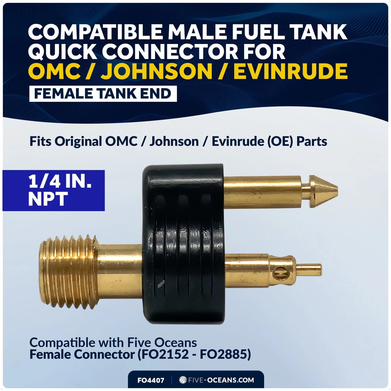 1/4-Inch Brass NPT Male Fuel Line Connector for OMC Johnson Evinrude (N/A)