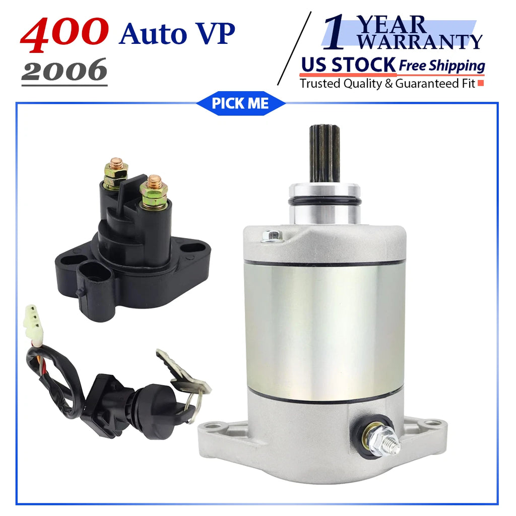 Starter for Arctic Cat 400 Auto VP 4x4 (2006) with Relay & Ignition Key Switch