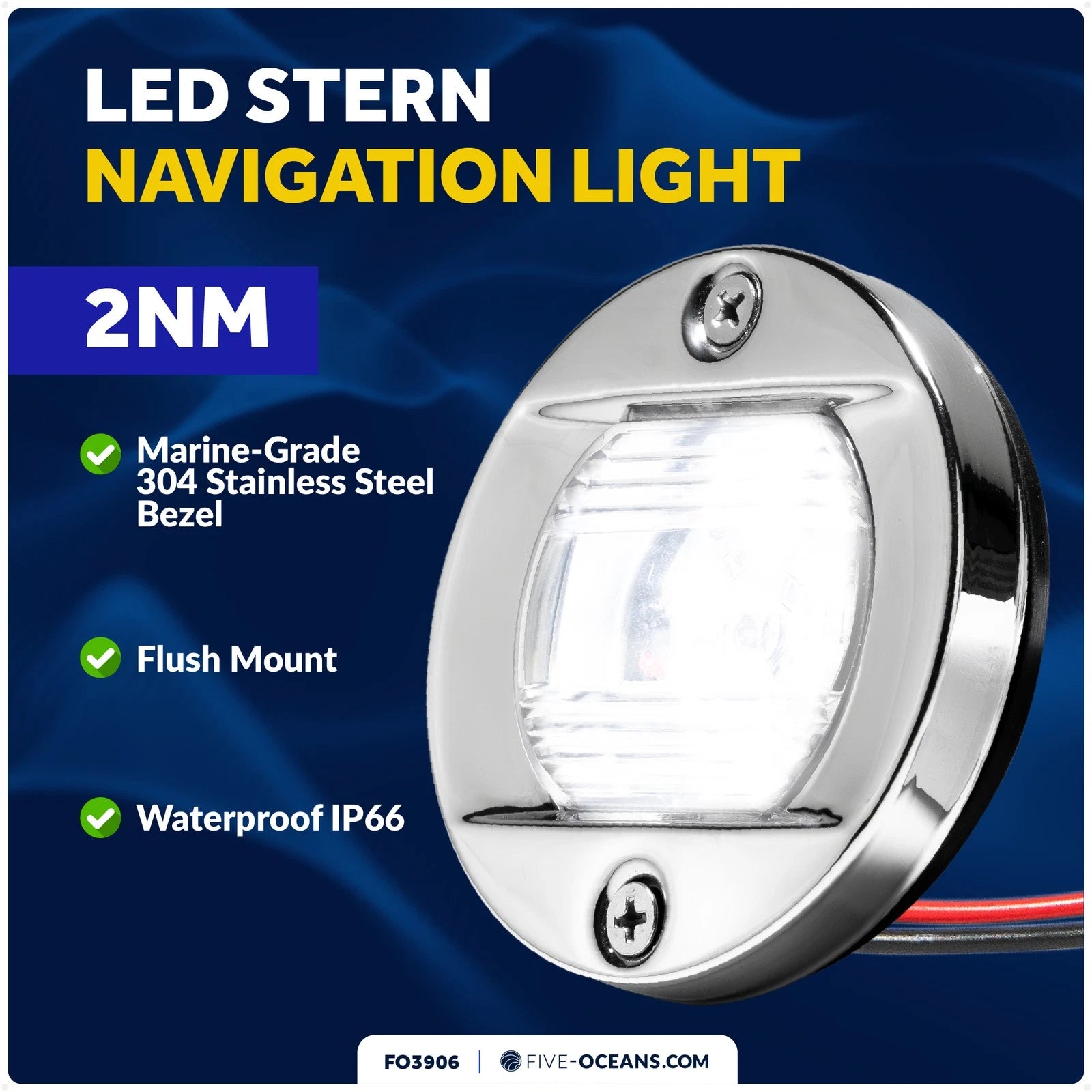 LED Boat Navigation Lights Set of 2, 3" Transom Mount