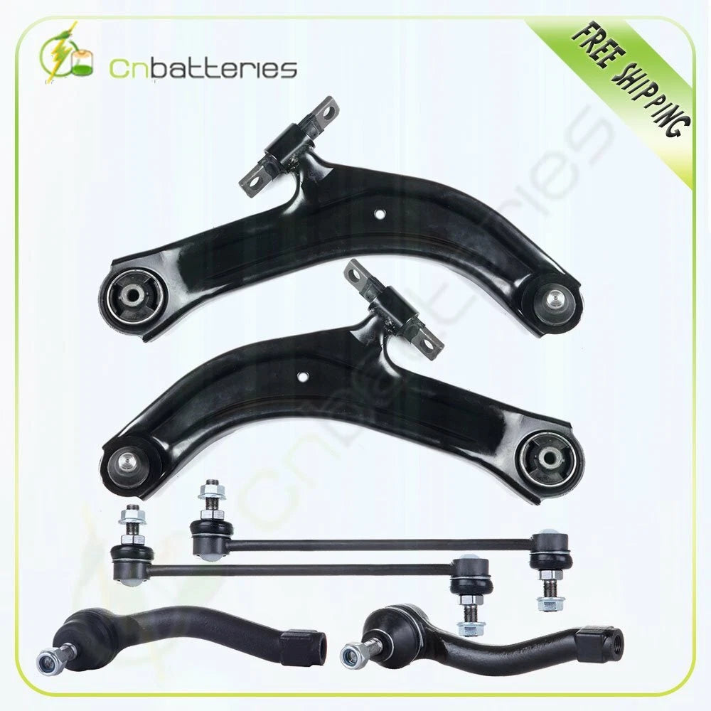 Set of 6 Front Lower Control Arms Sway Bars Tie Rods for Nissan Sentra (2007–2012)