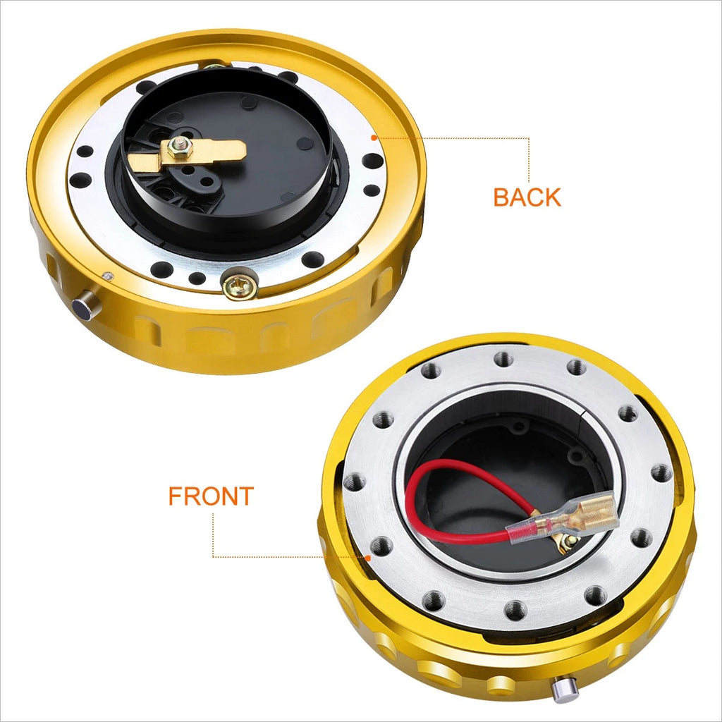 J2 6-Bolt Quick Release Hub for Universal Steering Wheel (Low Profile, Gold)