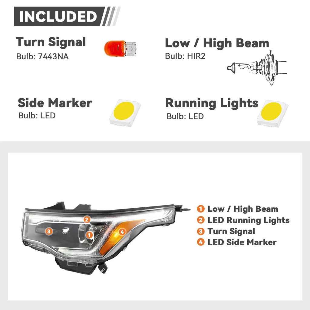 LED Headlight Lamp for GMC Acadia (2017–2019) Chrome Driver LH Bulb