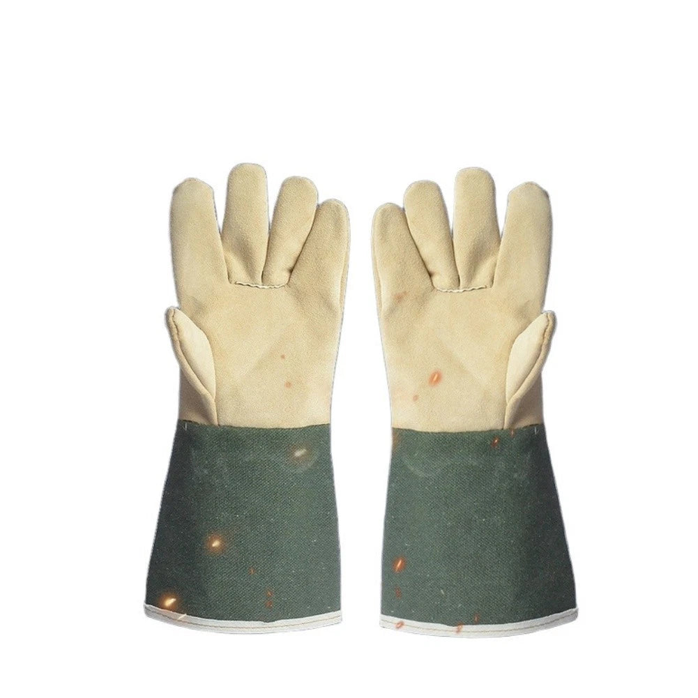 Welding Gloves with Reinforced Thumb for Universal Fit (Green Cowhide)