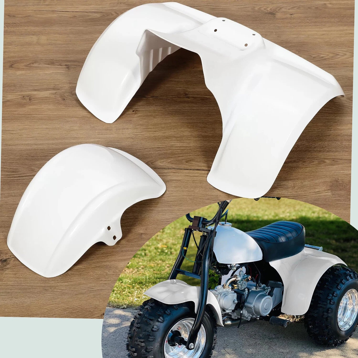 Set of 2 Front and Rear Fenders for Honda ATC70 (1978–1985) - ABS Painted White