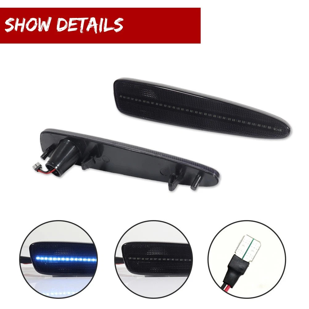 Smoked Ice Blue LED Rear Bumper Side Marker Lights for Chevy Corvette C6 (2005–2013)