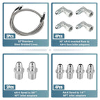 53" Transmission Cooler Hose Line Fitting Set for Chevy TH350 TH400 700R4
