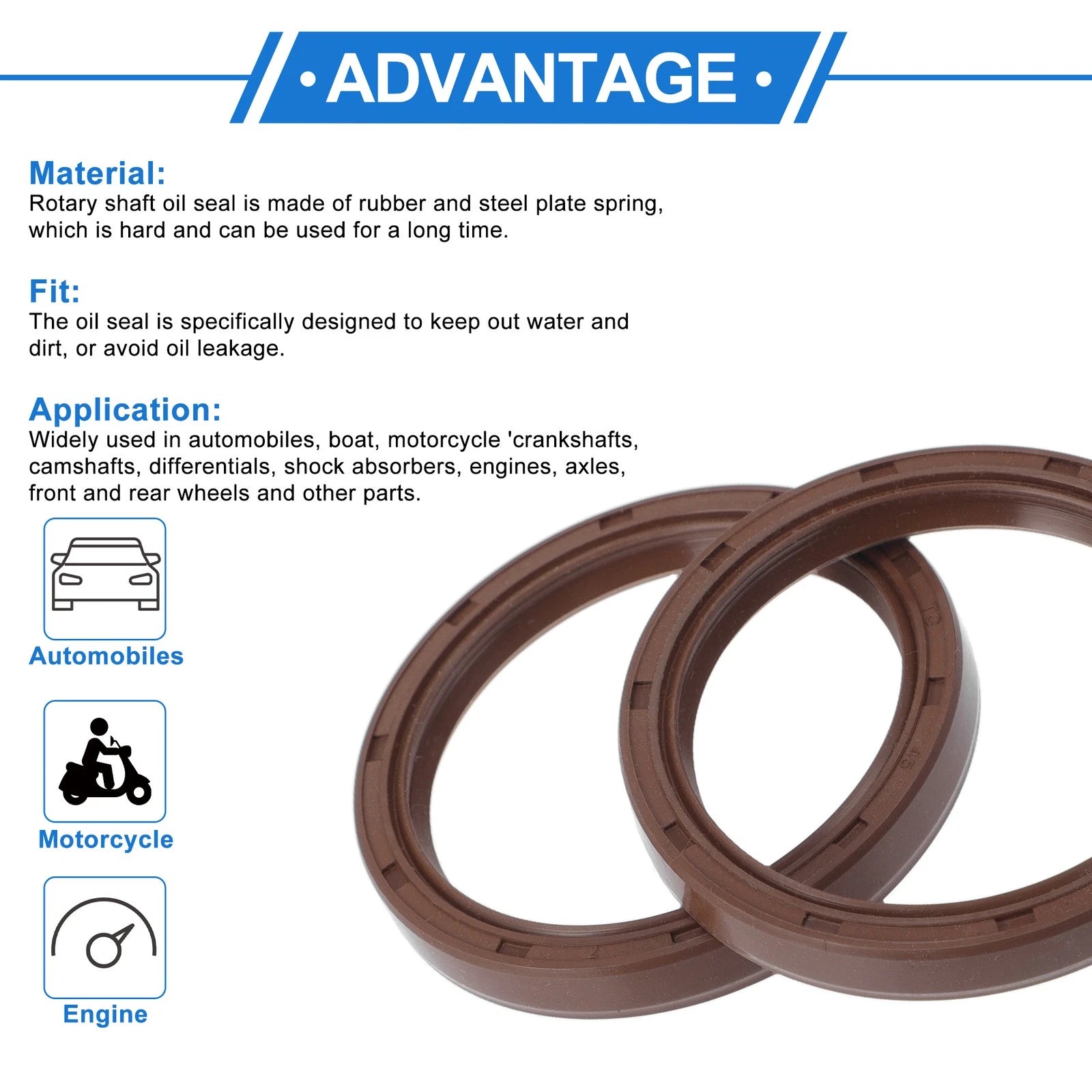 2X Oil Seal Rotary Shaft Seal FKM Rubber 45x55x7mm for Various Models
