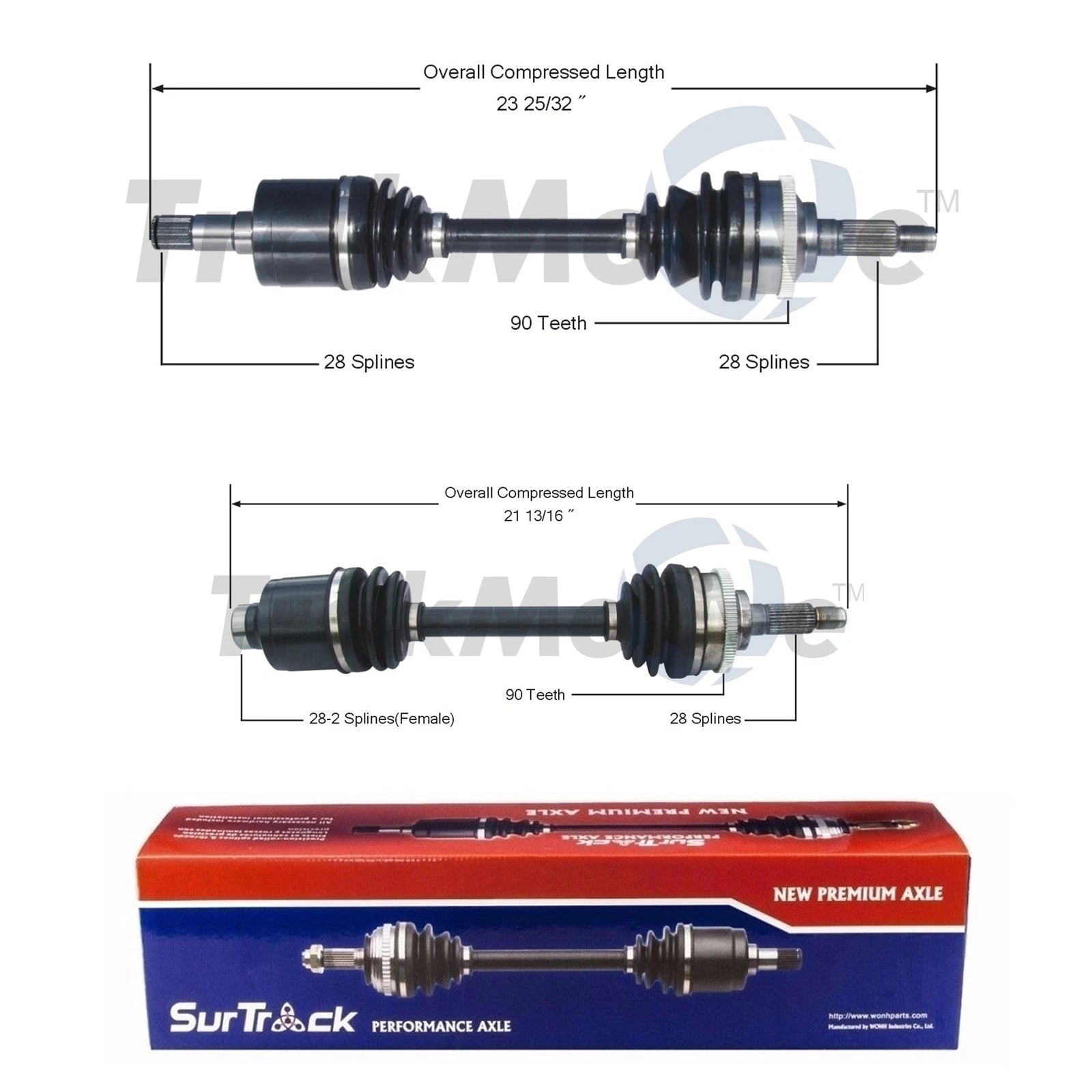 Set of 2 Front CV Axle Shafts for Mazda 626, MX-6, Ford Probe (1993–1997)