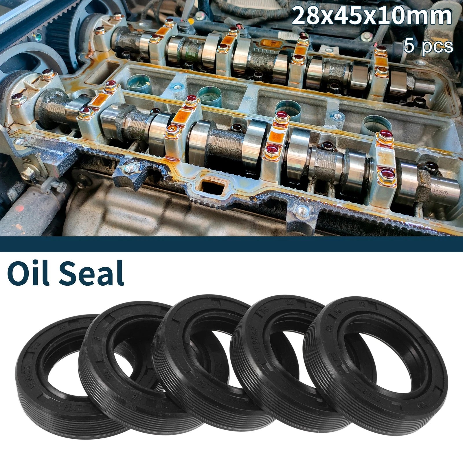 Set of 5 Oil Seal Rotary Shaft Seal NBR Rubber 28x45x10mm for Various Models