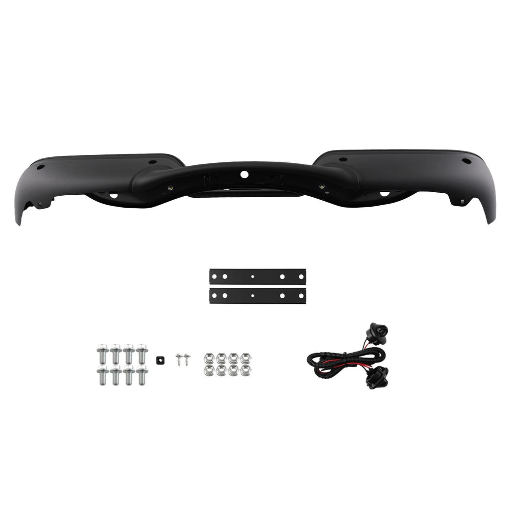 Black Step Bumper for Ford F-250 F-350 (1999–2007) FO1101121, Rear, Sensor Holes