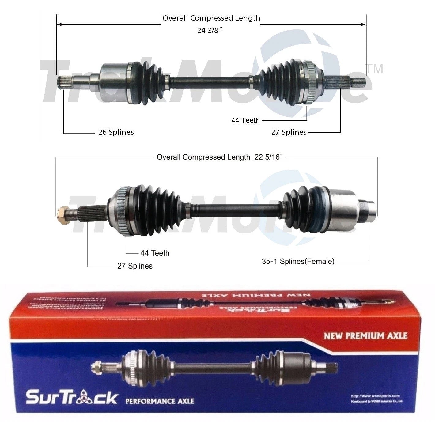 Set of 2 Front CV Axle Shafts for Ford Mercury (2.0L 4L Manual FWD)