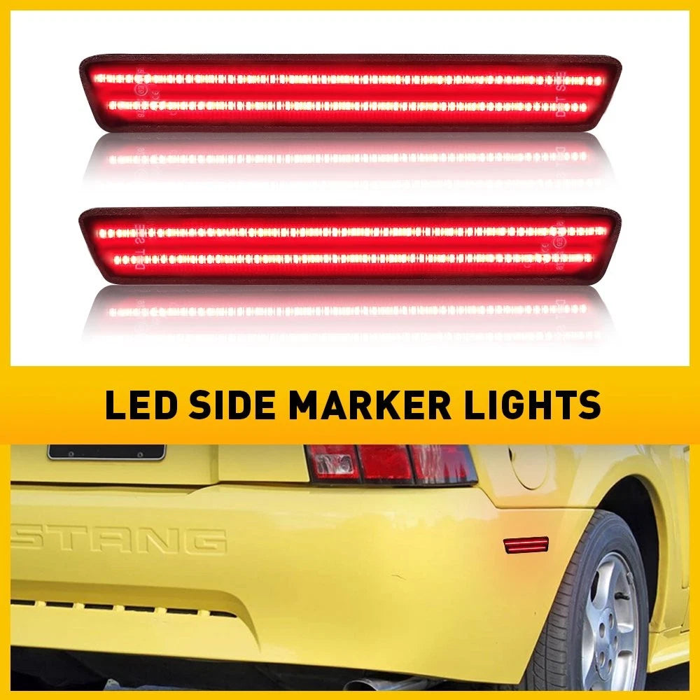 Smoked LED Rear Bumper Side Marker Light Reflector for Ford Mustang (1999–2004)
