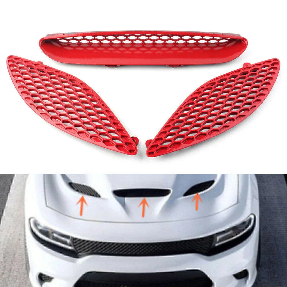 Red ABS Center Hood Bezel Grille for Dodge Charger SRT Hellcat (2015-2020)
