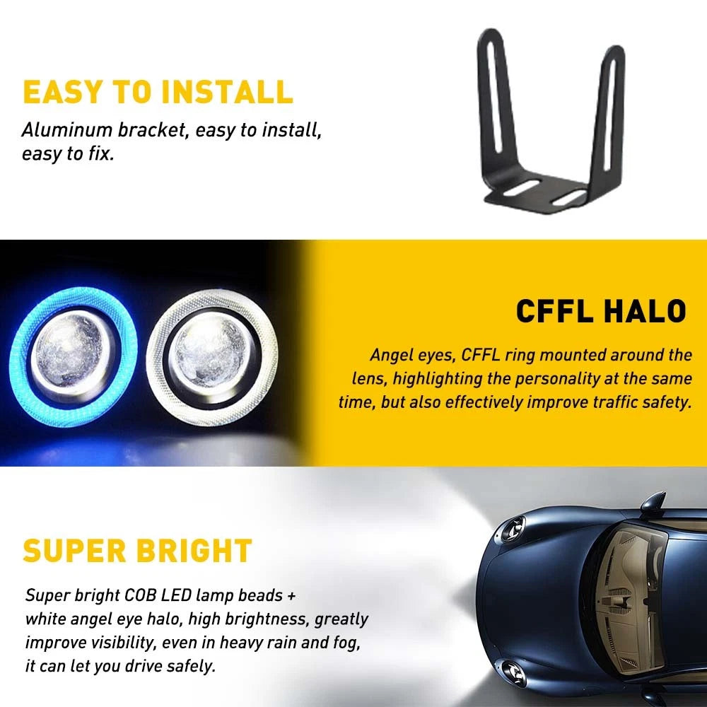 2X 3.5 Inch Round LED Fog Driving Light Spot Lamp for