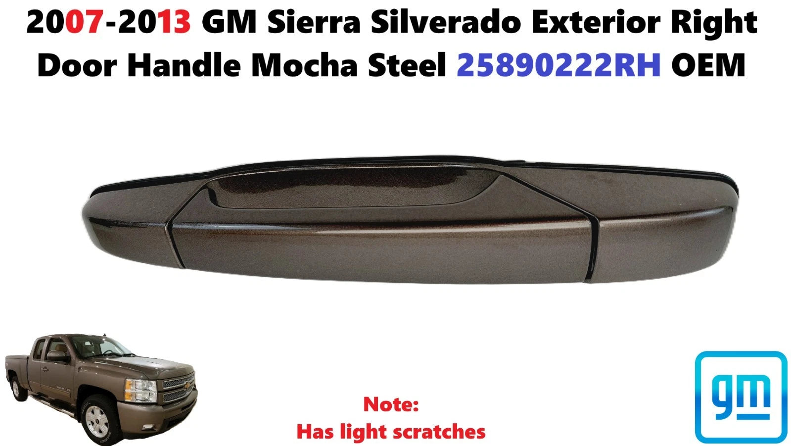 Right Door Handle for GM Sierra Silverado (2007–2013) Mocha Steel 25890222RH