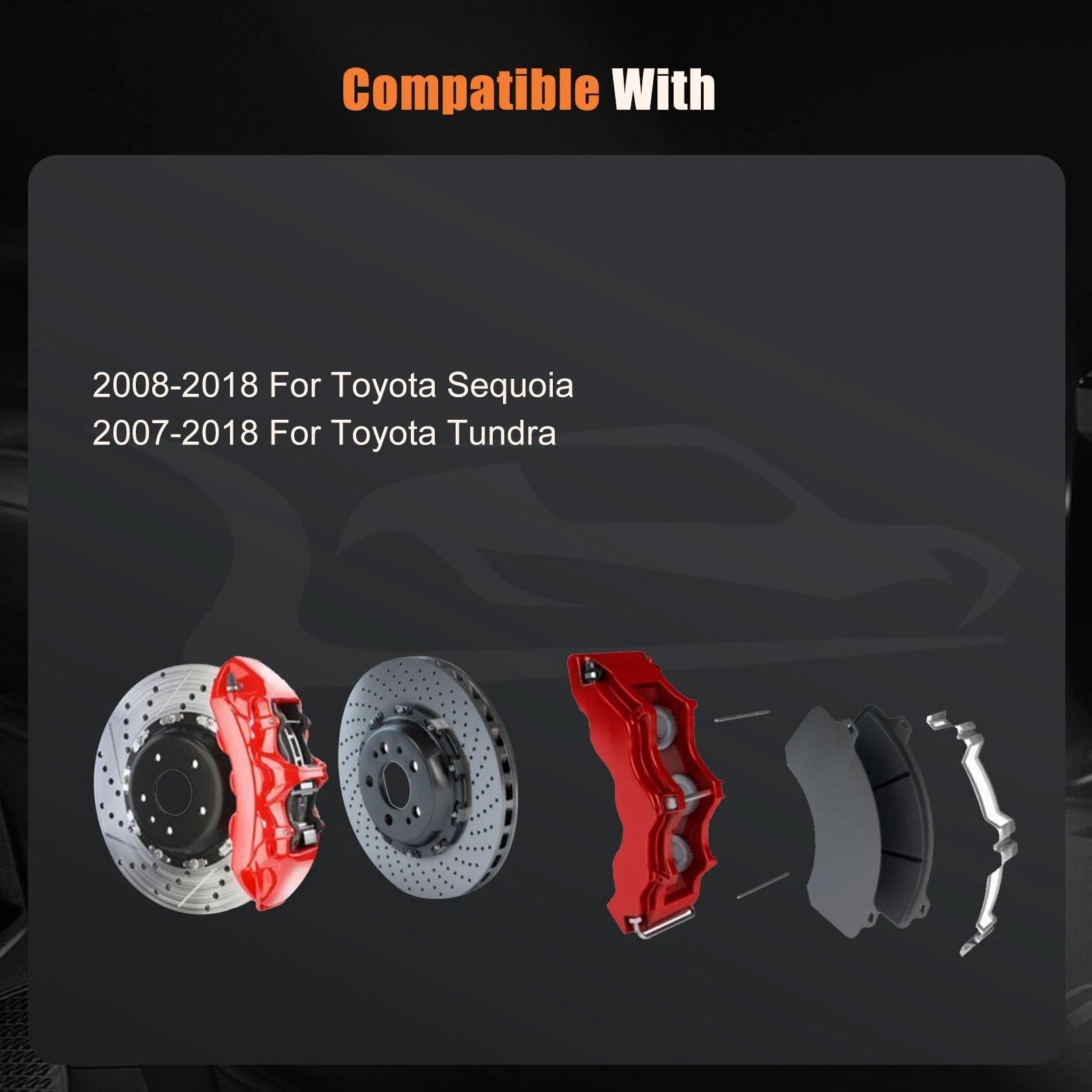 Brake Calipers w/ Bracket Assembly Pair for Toyota Sequoia (2008–2015)