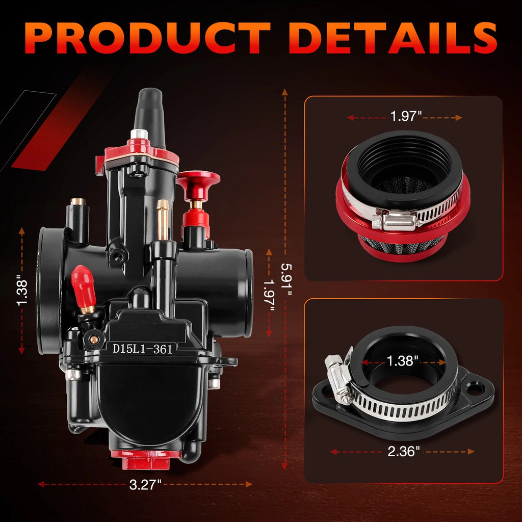PWK 24mm Racing Carburetor Kit for Dirt Bike ATV Scooter (50cc–80cc)