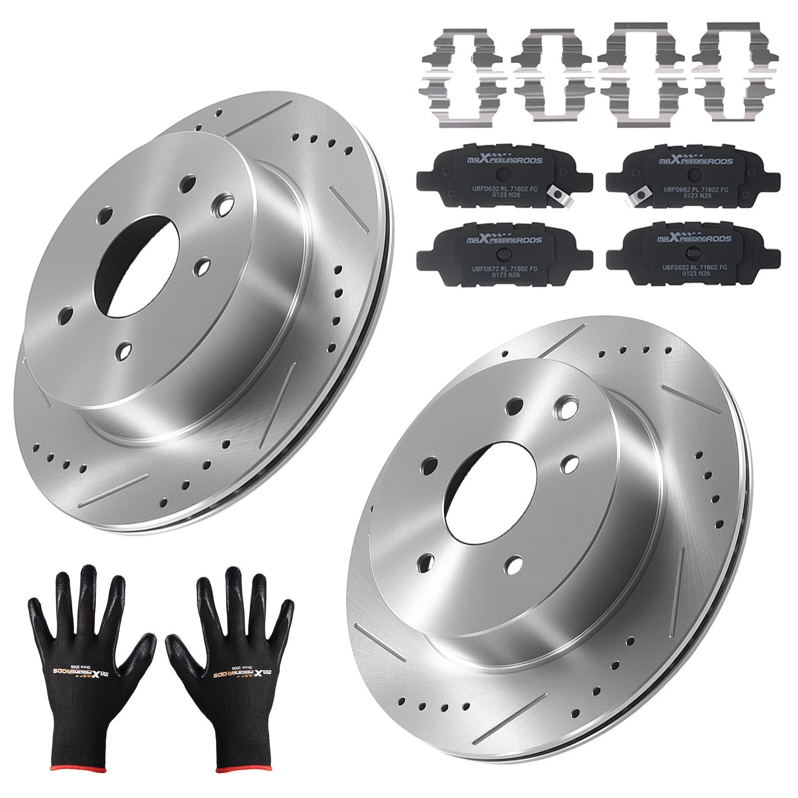 Rear Brake Rotors & Ceramic Pads Set for Nissan Rogue (2014–2020) X-Trail (2005–2006)