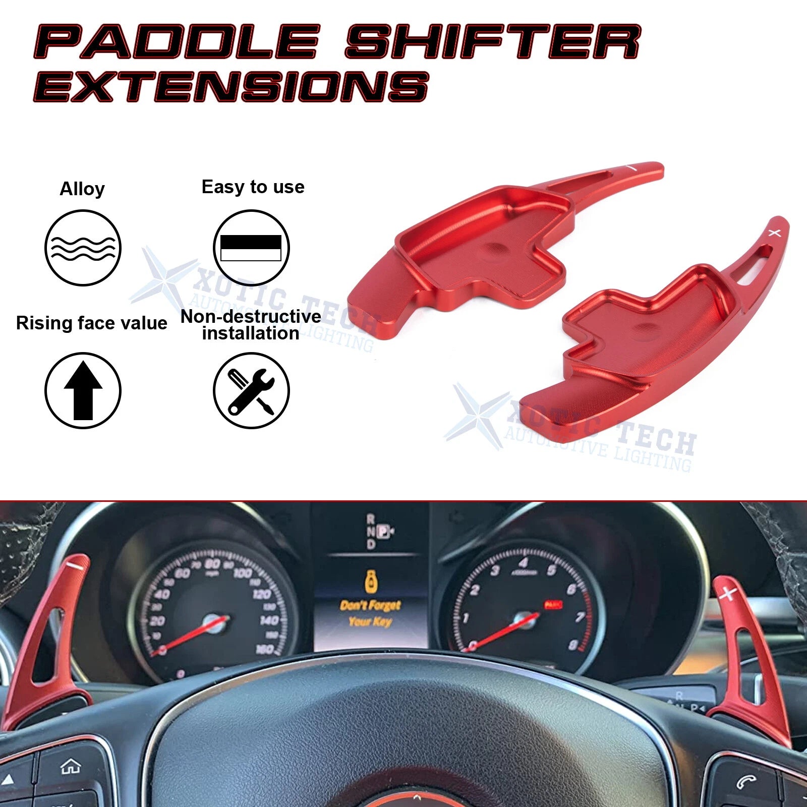 Red Aluminum Paddle Shifter Extension for Mercedes-Benz C/E/S/GLA/GLC/GLS (2016-2019)