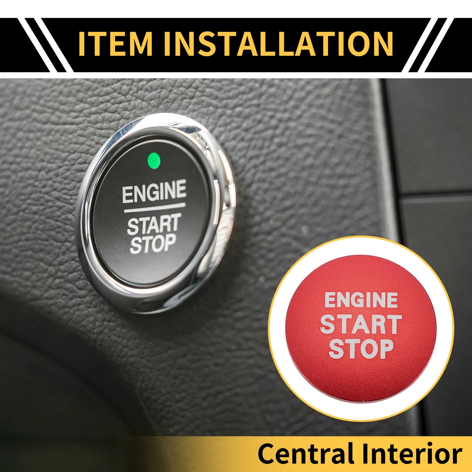 Engine Start Stop Button Switch Knob Cover for Toyota Tacoma (2016–2023) Red