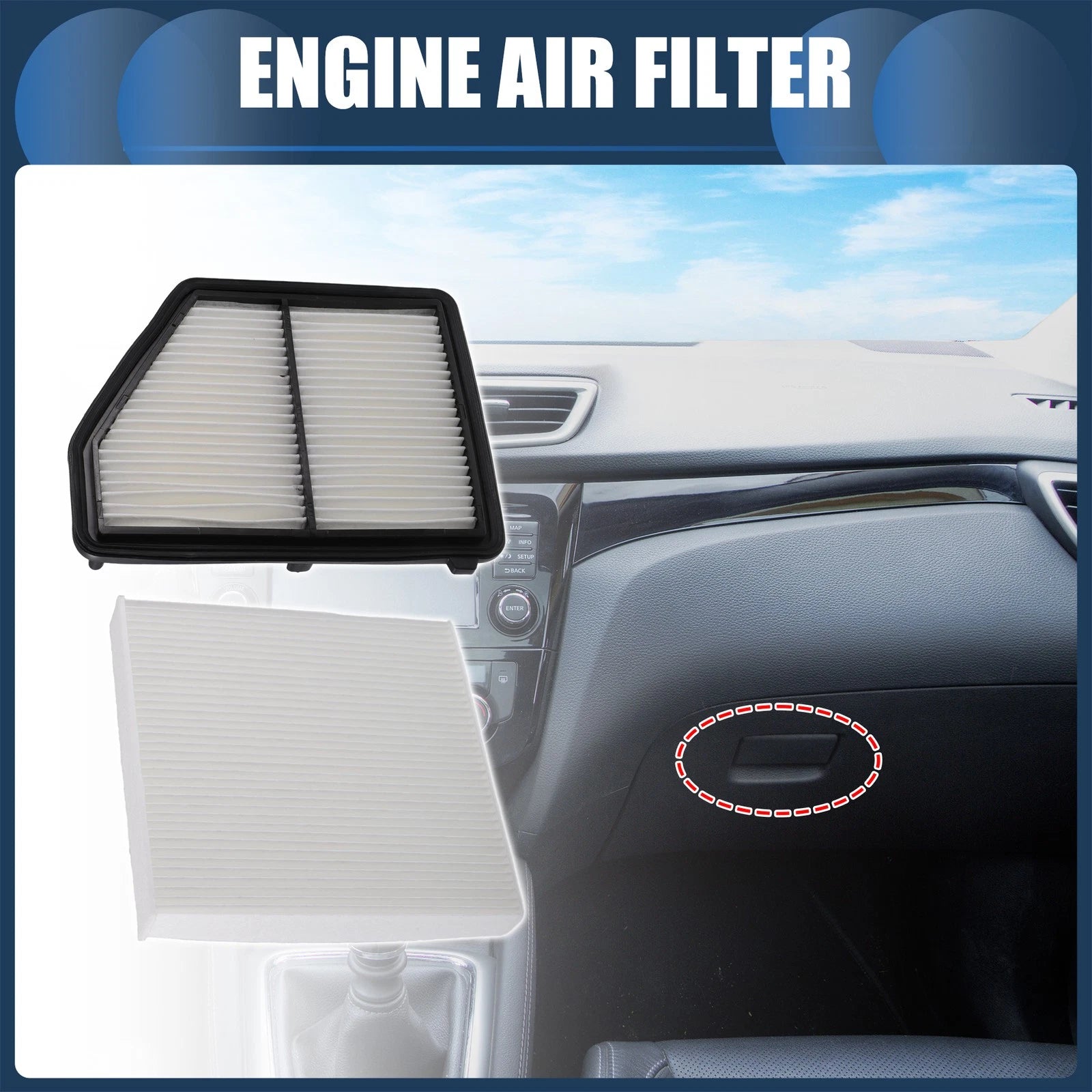 Set of 1 Engine Air Filter No. 172205BAA00/80292TBAA11 for Honda Civic (2016–2022)