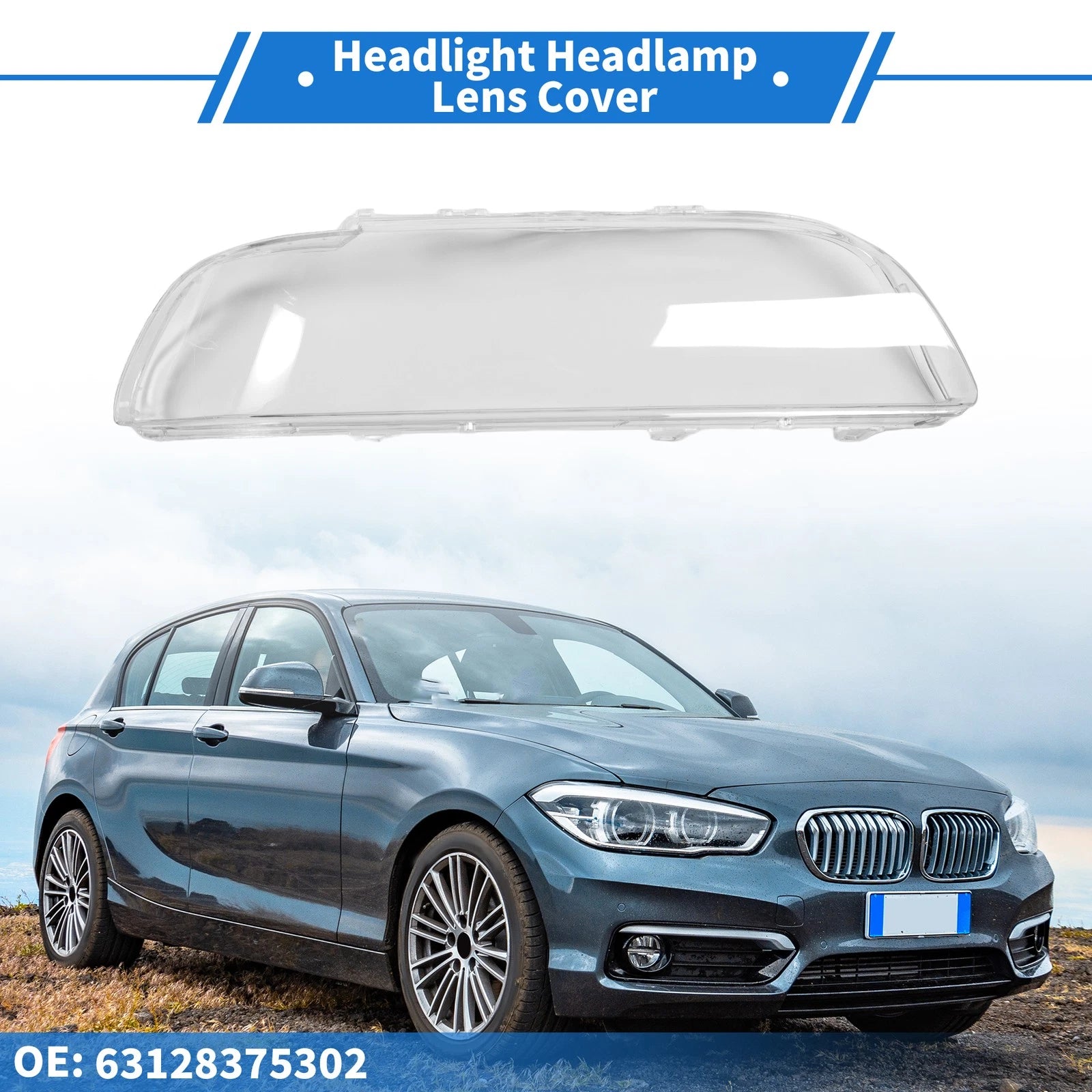 1 Pc Headlight Lens Cover for BMW 5 Series E39 (1996–2003) No. 63128375302