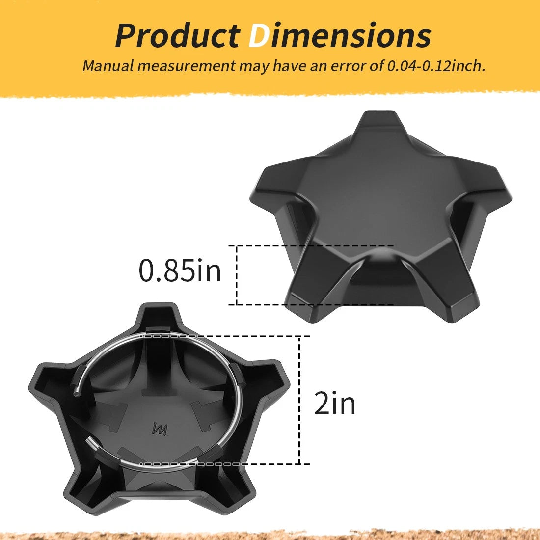 2X Matte Flash Black 5 Lug Rim Caps for Polaris RZR Turbo Pro R (2022–2024)