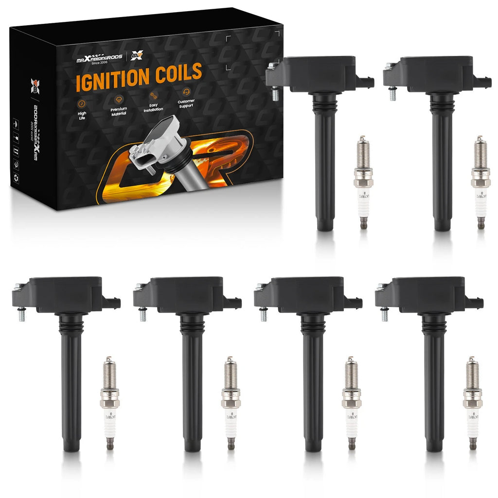Ignition Coil Pack & Iridium Spark Plug Set of 6 for Chrysler Pacifica (2017–2023)