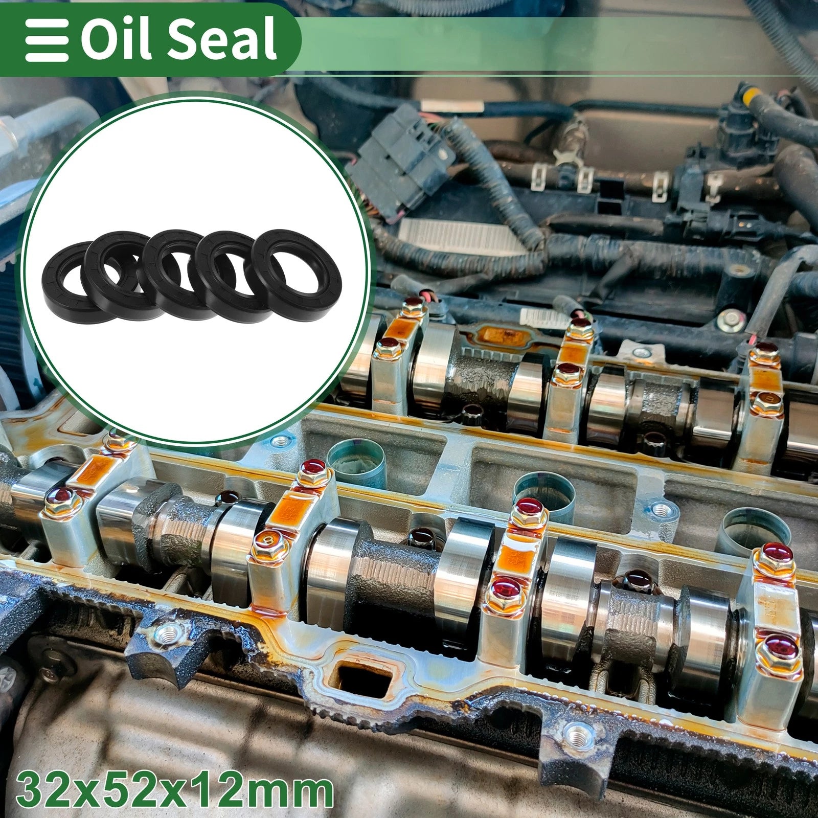 Set of 5 Oil Seal Rotary Shaft Seal NBR Rubber 32x52x12mm
